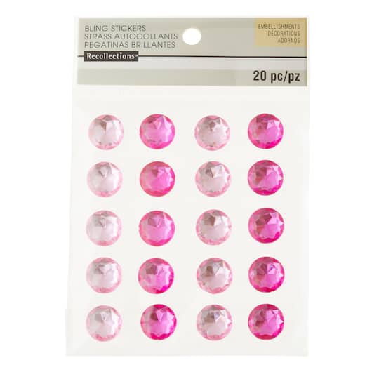 12 Packs: 20 ct. (240 total) Pink & Fuchsia Rhinestone Stickers by Recollections™